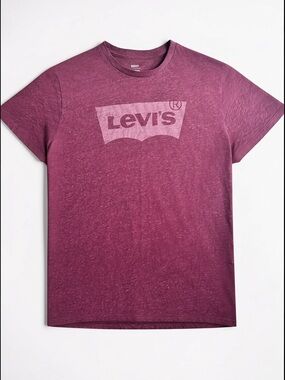 Levis Logo Tee Vintage Style Pink red Washed Shirt Streetwear M